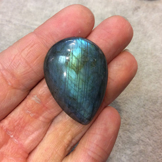 SPECIAL BATCH - AAA Pear/Teardrop Shaped Aqua Labradorite Domed Back Cabochon - Measuring 27mm x 38mm, 9mm Dome Height - Gemstone Cab