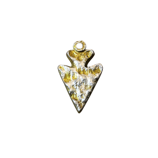 1.25" Heavy Gold/Silver Plated Raw Brass Arrow/Arrowhead Shaped Textured Charm/Pendant - Measuring 21mm x 34mm, Approx. - Sold Individually