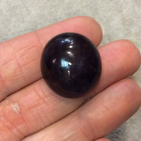 OOAK High Quality AAA Oval Shaped Dark Plum Star Garnet Flat Back Cabochon - Measuring 22mm x 24mm, 10mm Dome Height - Natural Gemstone Cab