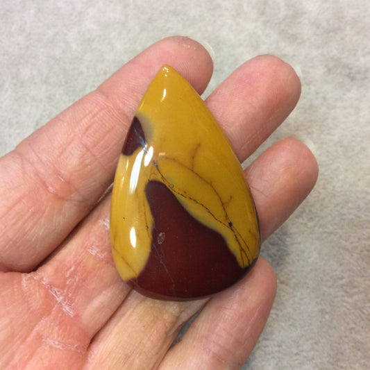 Natural Mookaite Pear/Teardrop Shaped Flat Back Cabochon - Measuring 32mm x 50mm, 6mm Dome Height - Natural High Quality Gemstone