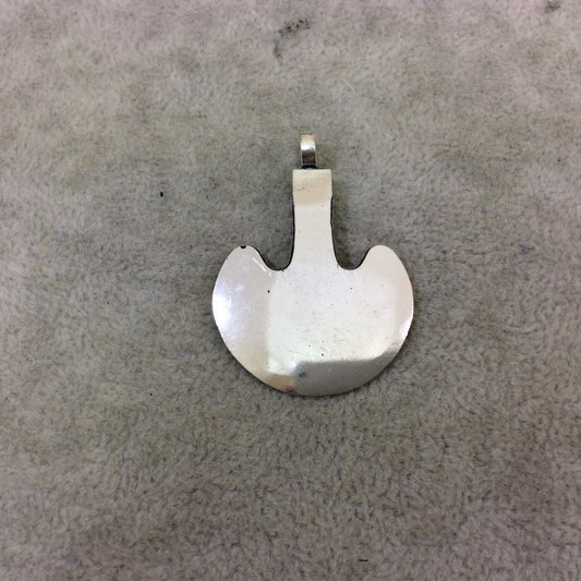 DISC 1.5" Lightweight Bright Silver Plated Fat Paddle/Spade Shaped Copper Pendant - Measuring 30mm x 41mm, Approximat