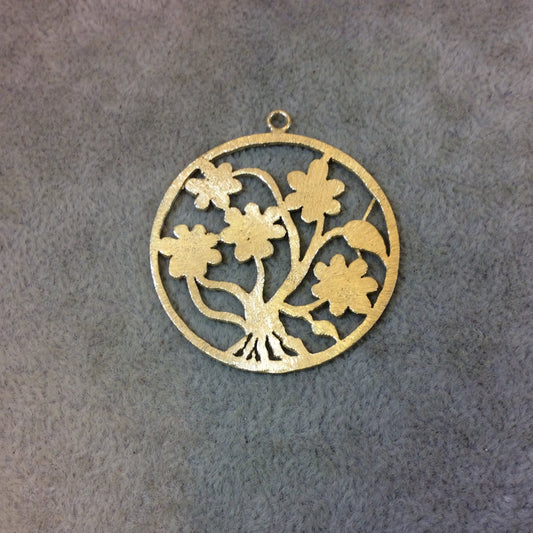 Medium Sized Gold Plated Copper Flower-Filled Circle Shaped Components - Measuring 40mm x 40mm - Sold in Packs of 4 (359-GD)