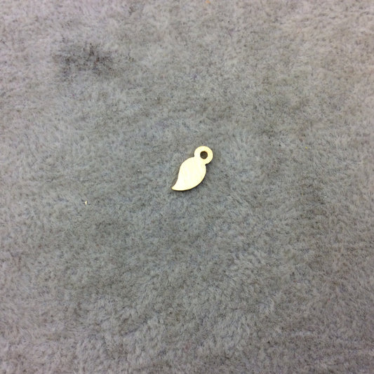 Extra-Small Gold Plated Copper Curved Leaf/Feather Shaped Charm/Pendant Components - Measuring 5mm x 11mm - Sold in Packs of 10 (287-GD)