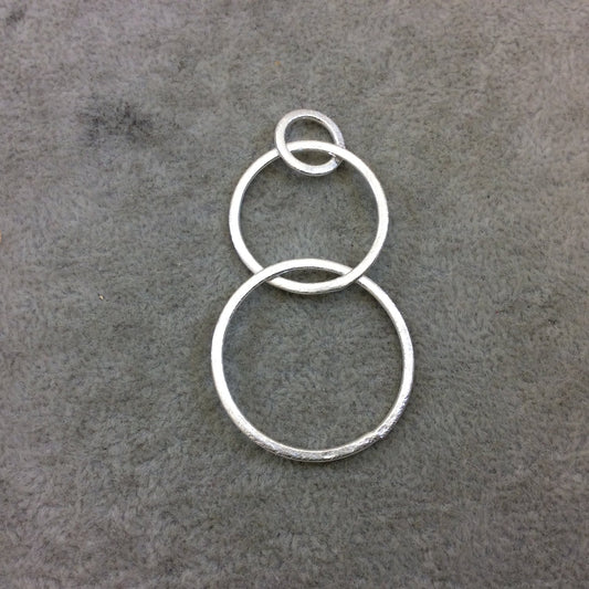 Large Sized Silver Plated Copper Open Triple Circle/Ring Shaped Components Measuring 12mm, 26mm, 30mm Sold in Packs of 10 (278-SV)