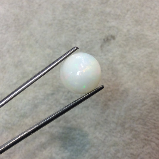 Natural Ethiopian Opal Smooth Round Shaped Flat Back Cabochon 'A' - Measuring 13mm x 13mm, 6mm Dome Height - High Quality Gemstone Cab