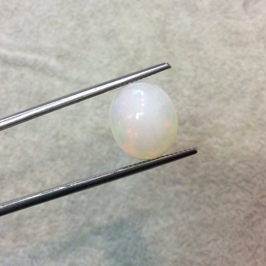 Natural Ethiopian Opal Smooth Oval Shaped Flat Back Cabochon 'O' - Measuring 11mm x 13mm, 6mm Dome Height - High Quality Gemstone Cab