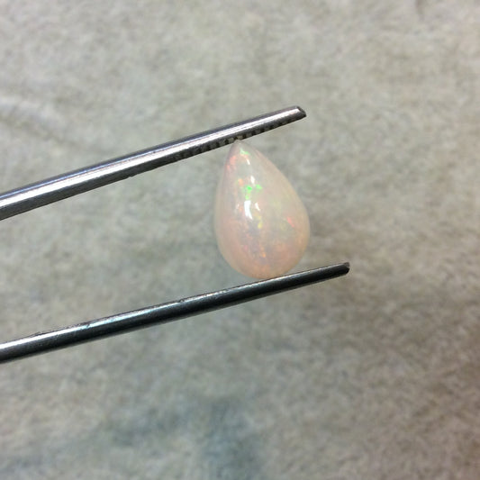 Natural Ethiopian Opal Smooth Teardrop Shaped Flat Back Cabochon 'Q' - Measuring 8mm x 12mm, 5mm Dome Height - High Quality Gemstone Cab