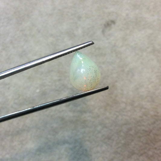 Natural Ethiopian Opal Smooth Teardrop Shaped Flat Back Cabochon 'U' - Measuring 9mm x 12mm, 5.5mm Dome Height - High Quality Gemstone Cab