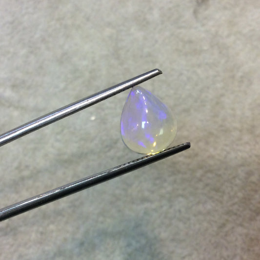 OOAK Natural Ethiopian Opal Smooth Teardrop Flat Back Cabochon 'V' - Measuring 10mm x 12mm, 5mm Dome Height - High Quality Gemstone Cab