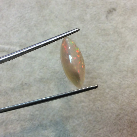 Natural Ethiopian Opal Smooth Marquise Shaped Flat Back Cabochon 'CC' - Measuring 8mm x 18.5mm, 5mm Dome Height - High Quality Gemstone Cab