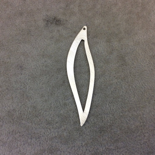17mm x 66mm Silver Brushed Finish Thick Leaf Shaped Plated Copper Components - Sold in Pre-Counted Bulk Packs of 10 Pieces - (089-SV)