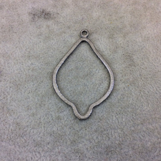 29mm x 41mm Gunmetal Brushed Finish Open Bulb/Leaf Shaped Plated Copper Components - Sold in Pre-Counted Bulk Packs of 10 Pieces - (124-GM)