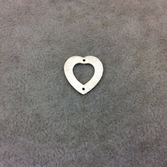 Small Sized Silver Plated Copper Drilled Open Heart Shaped Connector/Link Components - Measuring 16mm x 17mm - Sold in Packs of 10 (233-SV)