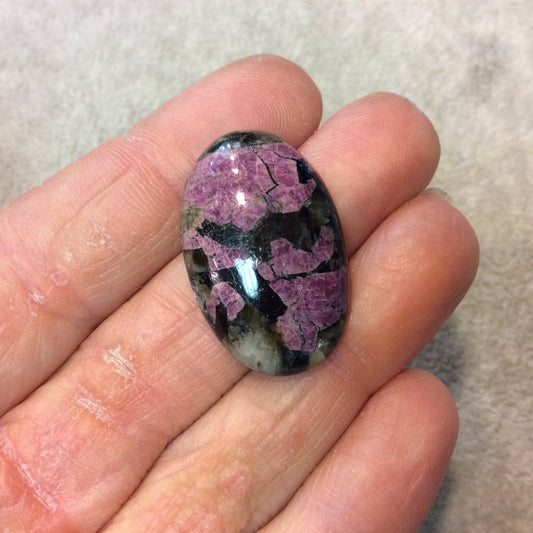 Natural Eudialyte Oblong Oval Shaped Flat Back Cabochon - Measuring 31mm x 50mm, 4mm Dome Height - Natural High Quality Gemstone
