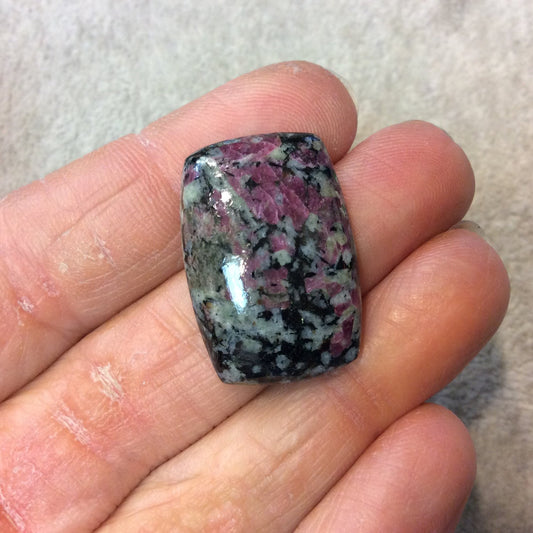 Natural Eudialyte Rectangle Shaped Flat Back Cabochon - Measuring 19mm x 28mm, 6mm Dome Height - Natural High Quality Gemstone