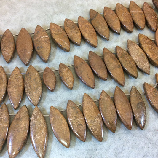 Natural Cobra Jasper Graduated Smooth Marquise Shaped Beads - 15" Strand (Approx. 28 Beads) - Measuring 9-12mm x 27-37mm, Approximately