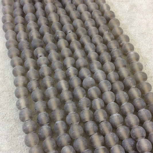 7mm Matte Smoke Gray/Brown Irregular Rondelle Shaped Indian Beach/Sea Glass Beads - Sold by 16.25" Strands - Approx. 61 Beads per Strand