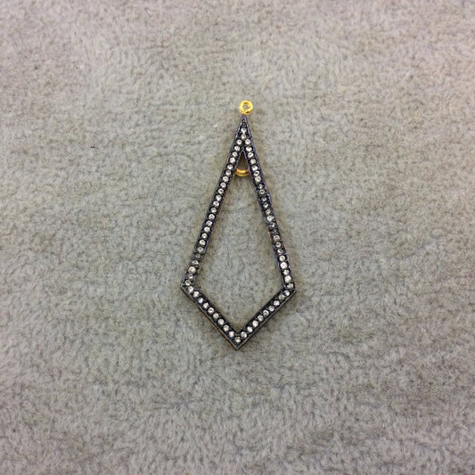 Oxidized Gold Finish Diamond/Kite Shape CZ Cubic Zirconia Inlaid Plated Copper Pendant - Measuring 19mm x 41mm - Sold Individually