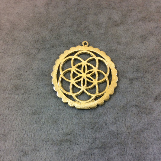 Gold Plated Scalloped Seed of Life Cutout Circle Shaped Copper Components - Measures 34mm x 34mm - Sold in Packs of 10 (344-GD)