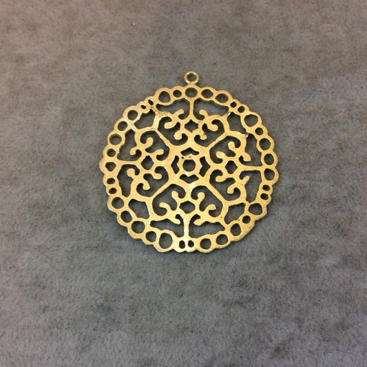 Gold Plated Intricate Scrollwork Cutout Circle Shaped Brushed Finish Copper Components- Measuring 47mm x 47mm - Sold in Packs of 10 (366-GD)