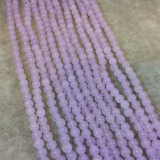 4mm Smooth Dyed Light Mauve Natural Jade Round/Ball Shaped Beads - Sold by 15.25" Strands (Approx. 92 Beads) - Semi-Precious Gemstone