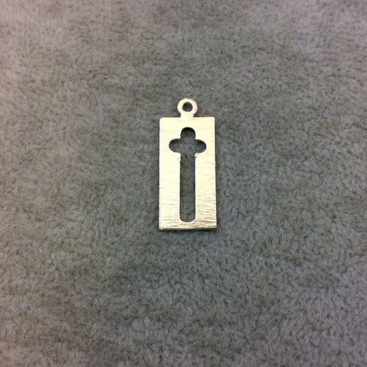 Silver Plated Copper Vertical Rectangle/Bar Cross Cutout Shaped Components - Measuring 10mm x 23mm - Sold in Packs of 10 (199-SV)