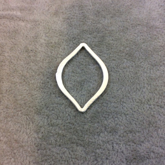 25mm x 35mm Silver Brushed Finish Open Marquise Shaped Plated Copper Components - Sold in Pre-Counted Bulk Packs of 10 Pieces - (078-SV)