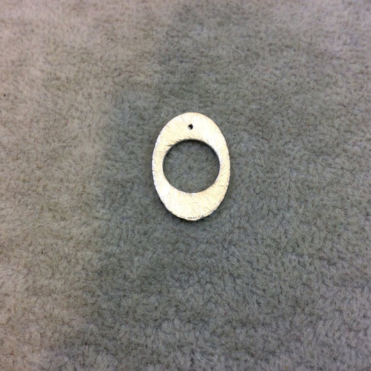 15mm x 20mm Silver Brushed Finish Open Thick Oval Shaped Plated Copper Components - Sold in Pre-Counted Bulk Packs of 10 Pieces - (140-SV)