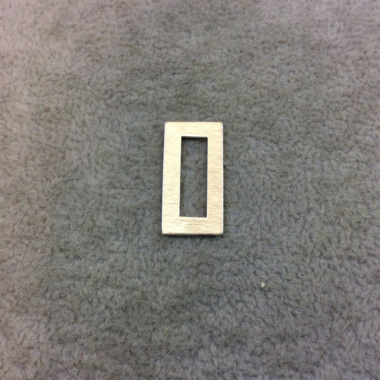 10mm x 21mm Silver Brushed Finish Thick Rectangle Shaped Plated Copper Components - Sold in Pre-Counted Bulk Packs of 10 Pieces - (159-SV)