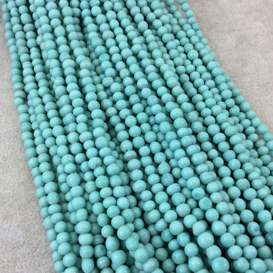4mm Glossy Seafoam Green Quality Irregular Rondelle Shaped Indian Ceramic Beads - Sold by 16.25" Strand - Approximately 98 Beads