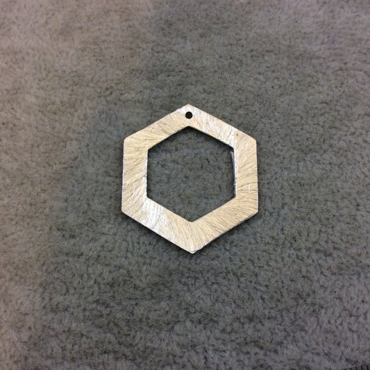 Large Silver Plated Copper Open Cutout Thick Hex/Hexagon Shaped Components - Measuring 26mm x 30mm - Sold in Packs of 10 (183-SV)