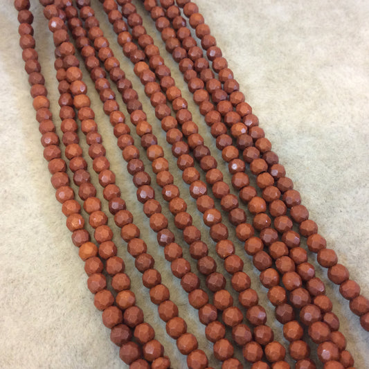 4mm Faceted Dyed Brown Howlite Round/Ball Shape Beads - Sold by 15.75" Strands (Approx. 106 Beads) - Natural Semi-Precious Gemstone