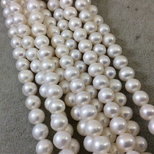 8-9mm AAA Quality Smooth Natural Freshwater Pearl Round/Ball Shaped Beads - 16" Strand (Approximately 54 Beads) - Sold by the Strand