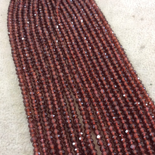 Garnet Rondelle Beads - 3mm Faceted Semi Precious Beads
