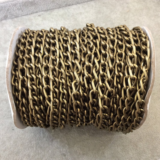 A1504 FULL SPOOL - Bronze Plated Aluminum Flattened Oval Shaped Twisted Link Curb Chain with 6mm x 11mm Links - Three Finishes Available