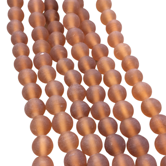 12mm Matte Deep Orange Irregular Rondelle Shaped Indian Beach/Sea Glass Beads - Sold by 16" Strands - Approximately 34 Beads per Strand
