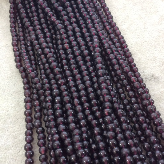 4mm Glossy Deep Red/Purple Irregular Rondelle Shaped Indian Beach/Sea Glass Beads - Sold by 15" Strands - Approximately 97 Beads