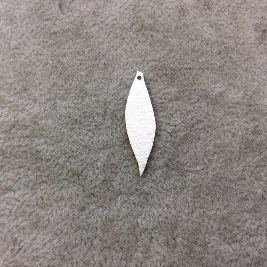 8mm x 31mm Silver Brushed Finish Blank Wavy Leaf Shaped Plated Copper Components - Sold in Pre-Counted Bulk Packs of 10 Pieces - (093-SV)