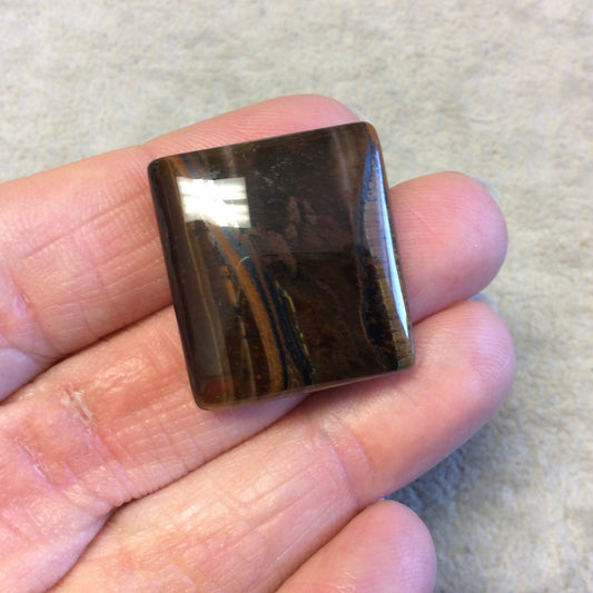 Single OOAK Natural Tiger Iron Oblong Rectangle Shaped Flat Back Cabochon - Measuring 24mm x 26mm, 6mm Dome Height - High Quality Gemstone