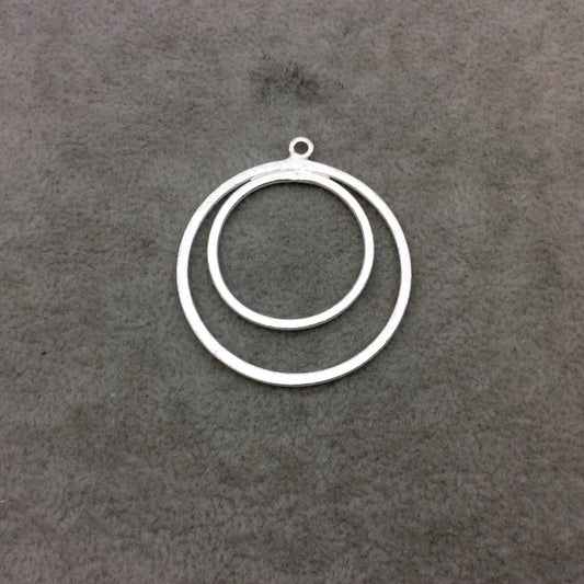 Large Sized Silver Plated Copper Double Nested Circular/Hoop Shaped Pendant Components - Measuring 35mm x 35mm - Sold in Packs of 10(272-SV)
