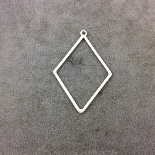 Large Silver Plated Open Center Diamond/Kite Shaped Brushed Finish Copper Components - Measuring 39mm x 52mm - Sold in Packs of 10 (265-SV)