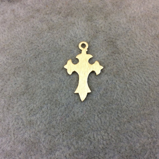 Medium Sized Gold Plated Copper Gothic Medieval Cross Shaped Pendant/Charm Components - Measuring 16mm x 26mm - Sold in Packs of 10 (212-GD)