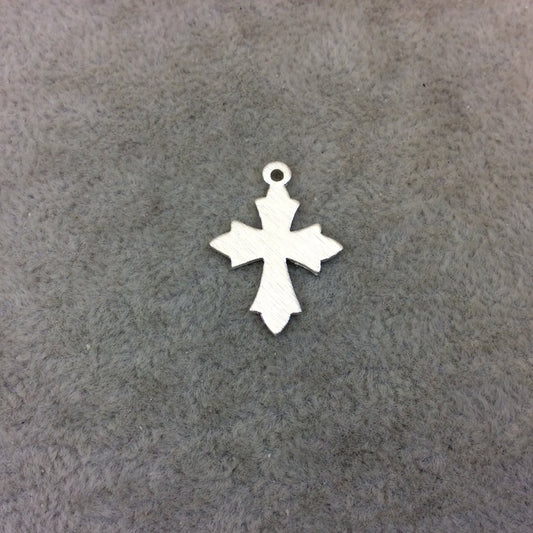 Medium Sized Silver Plated Copper Leafy Pointed Cross Shaped Pendant/Charm Components - Measuring 16mm x 22mm - Sold in Packs of 10 (211-SV)