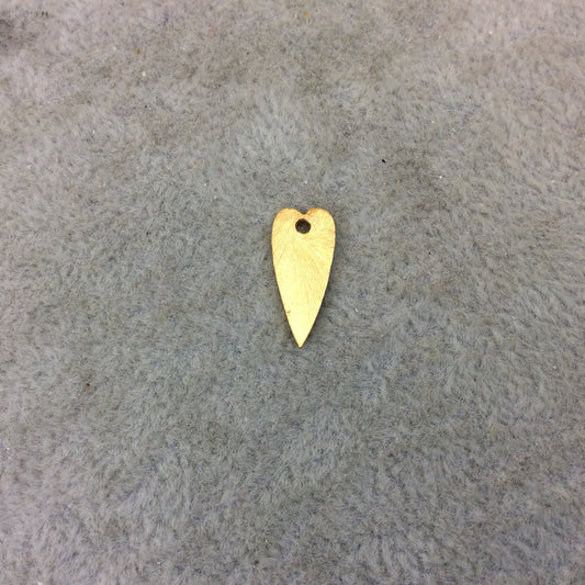 Small Sized Gold Plated Copper Skinny Pointed Heart Shaped Pendant/Charm Components - Measuring 8mm x 15mm - Sold in Packs of 10 (237-GD)