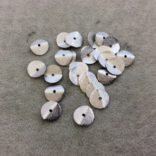12mm Textured Silver Plated Copper Wavy Disc/Heishi Washer Shaped Components - Sold in Bulk Packs of 25 Pieces - Great as Bracelet Spacers!