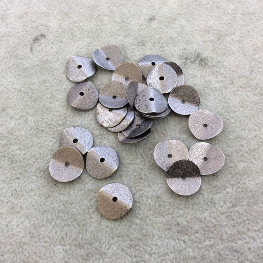 12mm Textured Gunmetal Plated Copper Wavy Disc/Heishi Washer Shape Components - Sold in Bulk Packs of 25 Pieces - Great as Bracelet Spacers!