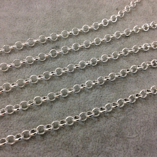 5' Section of 5mm Bright Silver Plated Copper Round Link Rolo Style Chain - Available in Four Different Finishes, Check Related Links!