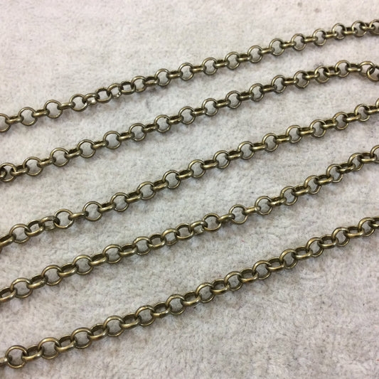 5' Section of 5mm Antique Bronze Plated Copper Round Link Rolo Style Chain - Available in Four Different Finishes, Check Related Links!