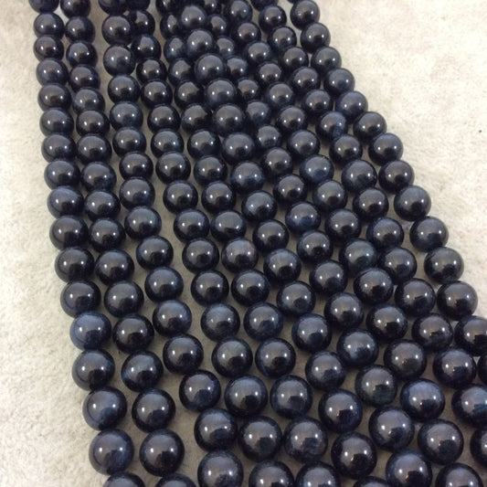 8mm Smooth Natural Blue Tiger Eye Round/Ball Shaped Beads with 1mm Holes - Sold by 15.75" Strands (Approx. 48 Beads) - High Quality Gemstone