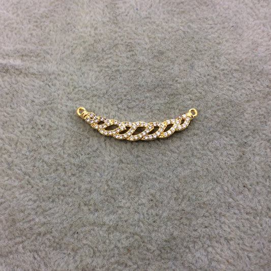 Gold Plated CZ Cubic Zirconia Inlaid Twisted U-Shaped Copper Pendant - Measuring 5mm x 30mm - Available in Four Colors, See Related!